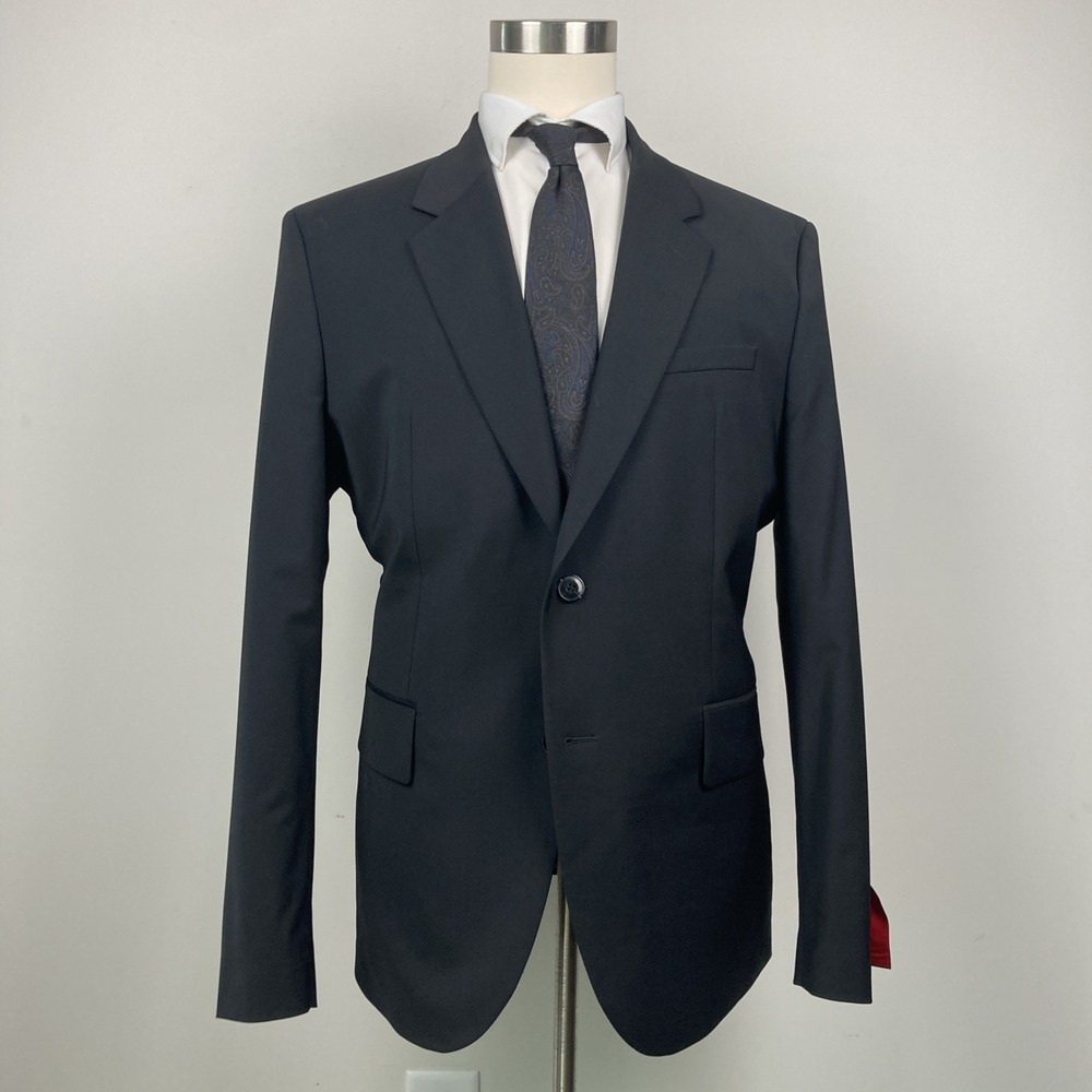 HUGO BOSS Black Wool Karl232X Mens Blazer Suit Jacket Sport Coat 46R